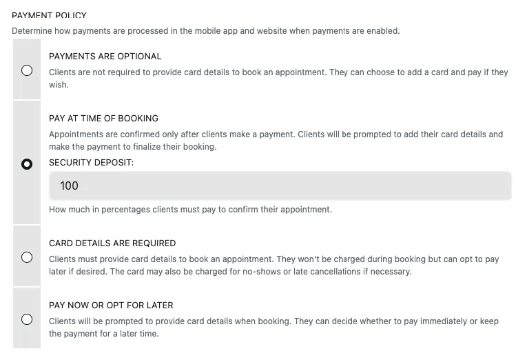 Depositionsavgift för bokning